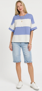 FRENCH TERRY COLOR BLOCK EXPOSED SEAM TOP-Zenana-Stuffology - Where Vintage Meets Modern, A Boutique for Real Women in Crosbyton, TX