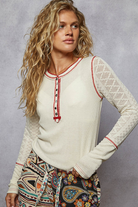 POL Clothing Vintage Stitch Thermal Henley Top-Top-POL Clothing-Stuffology - Where Vintage Meets Modern, A Boutique for Real Women in Crosbyton, TX