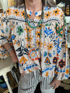 Khaki Long Sleeve Rayon Gauze Top-Oversized Top-EASEL-Stuffology - Where Vintage Meets Modern, A Boutique for Real Women in Crosbyton, TX
