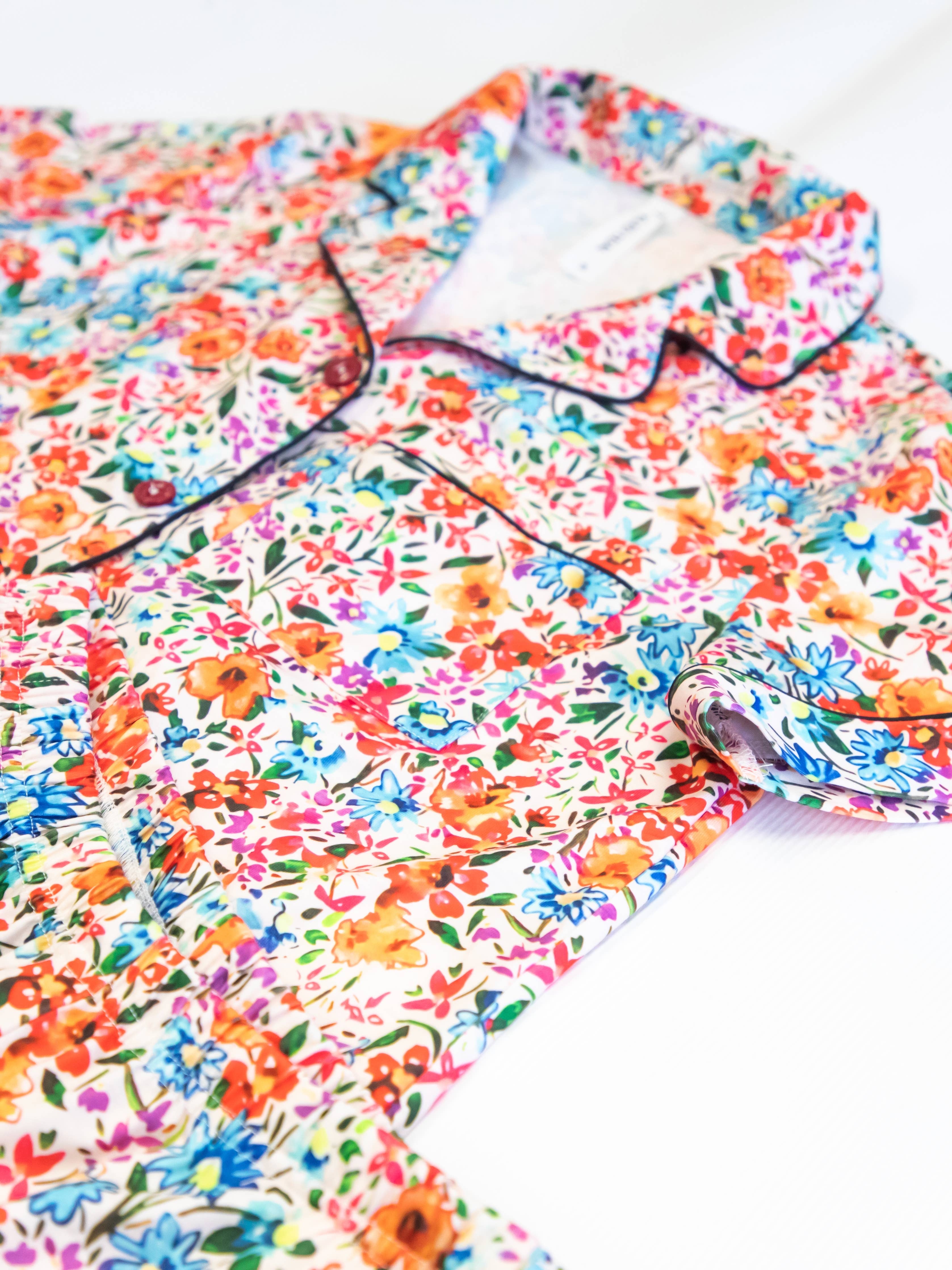 Floral Pattern Pajamas-Pajamas-Tickled Teal-Stuffology - Where Vintage Meets Modern, A Boutique for Real Women in Crosbyton, TX