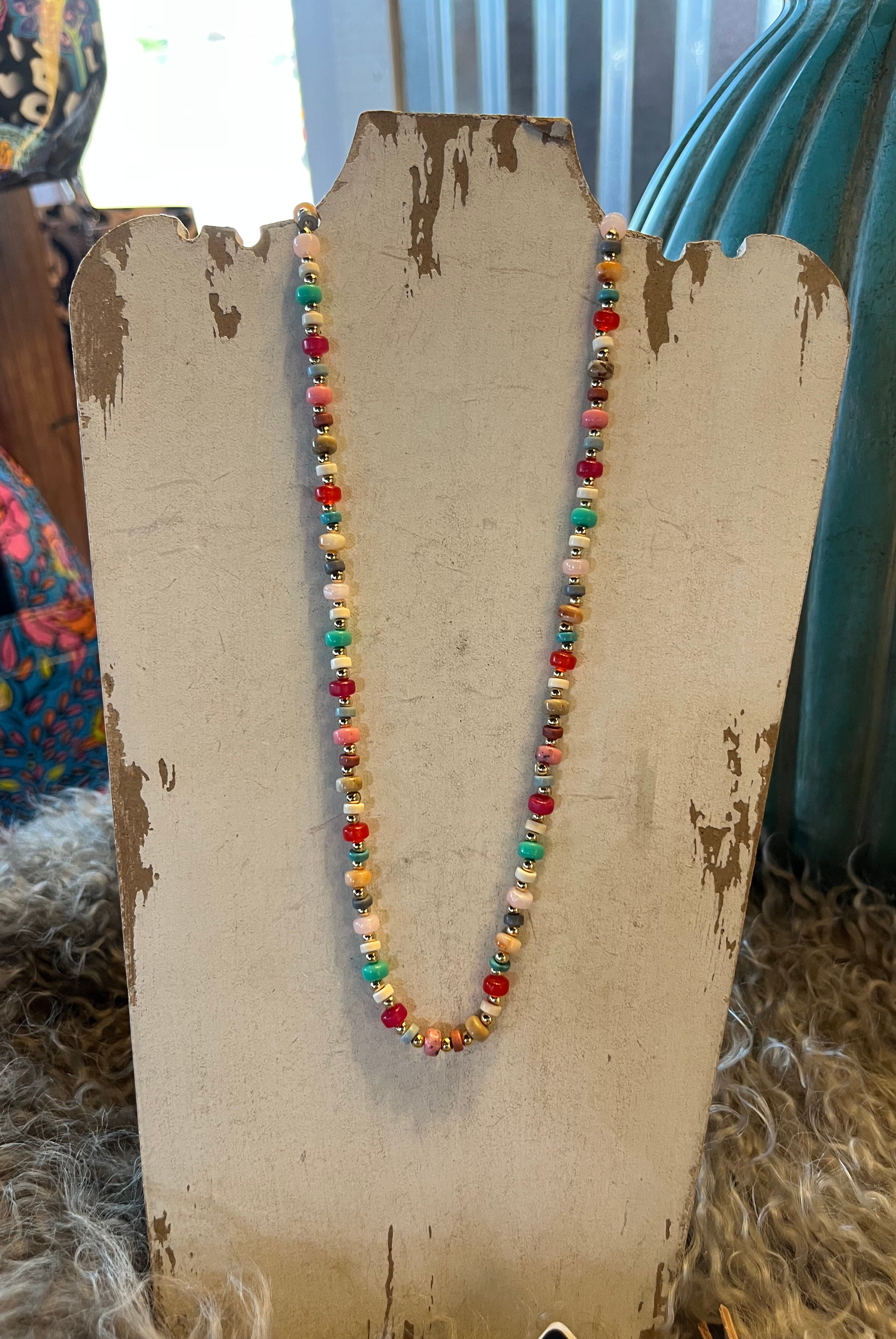 MULTI COLOR BEADED NECKLACE-Necklaces-Urbanista-Stuffology - Where Vintage Meets Modern, A Boutique for Real Women in Crosbyton, TX