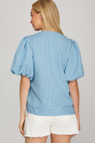 Blue Stripe Everyday Top-stripe top-She and Sky-Stuffology - Where Vintage Meets Modern, A Boutique for Real Women in Crosbyton, TX