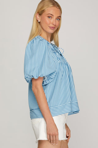 Blue Stripe Everyday Top-stripe top-She and Sky-Stuffology - Where Vintage Meets Modern, A Boutique for Real Women in Crosbyton, TX