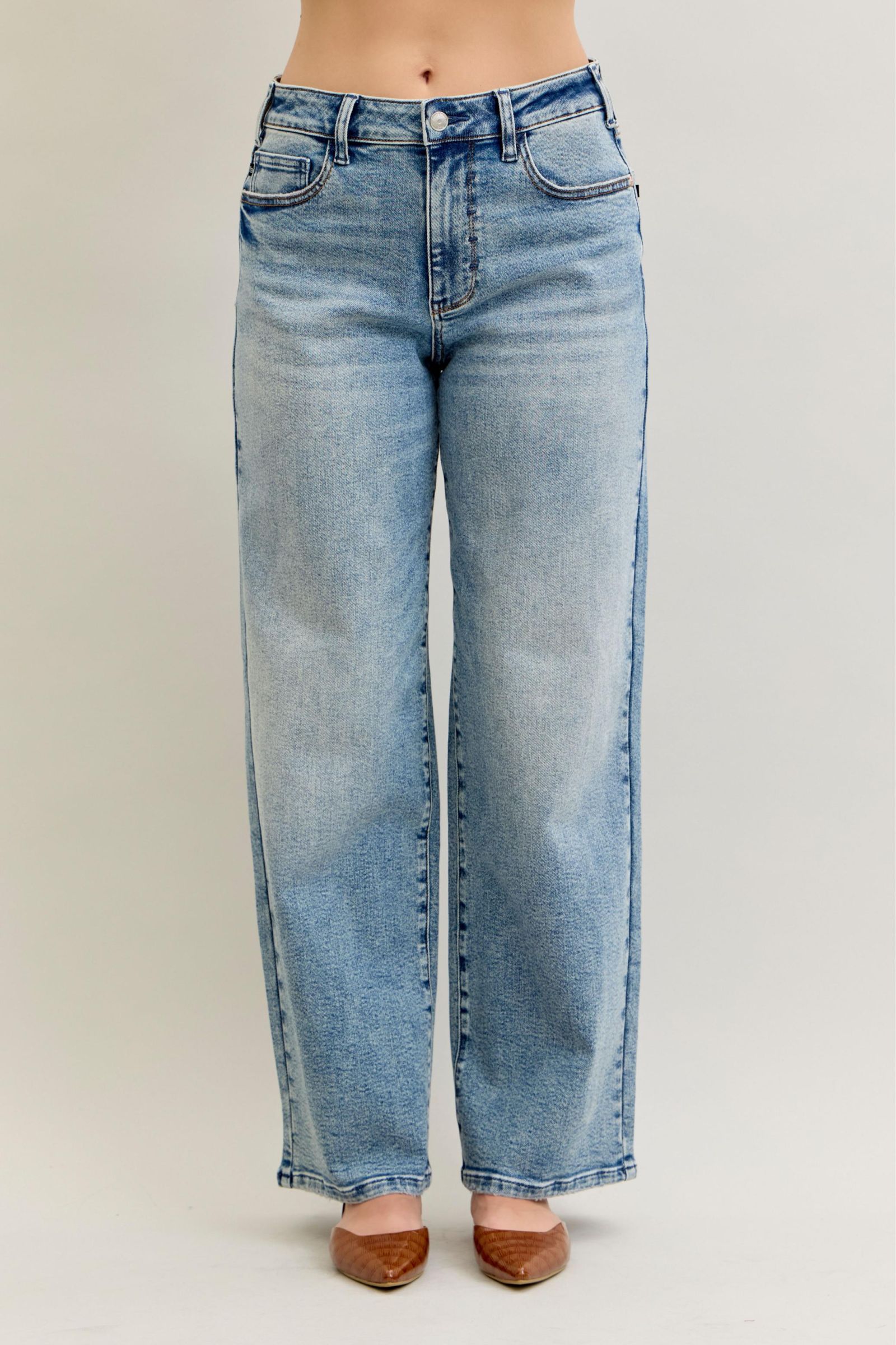 Judy Blue High Waist Baggy Fit Jeans-JUDY BLUE-Stuffology - Where Vintage Meets Modern, A Boutique for Real Women in Crosbyton, TX
