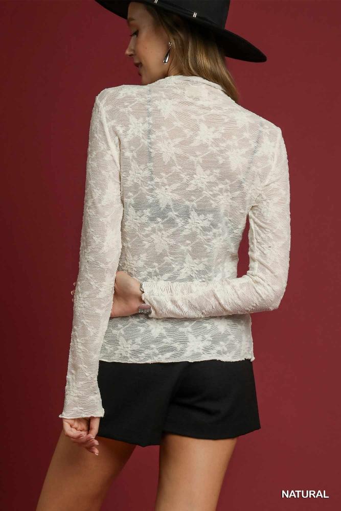 Lace Sheer Long Sleeve Top-MESH TOP-Umgee-Stuffology - Where Vintage Meets Modern, A Boutique for Real Women in Crosbyton, TX