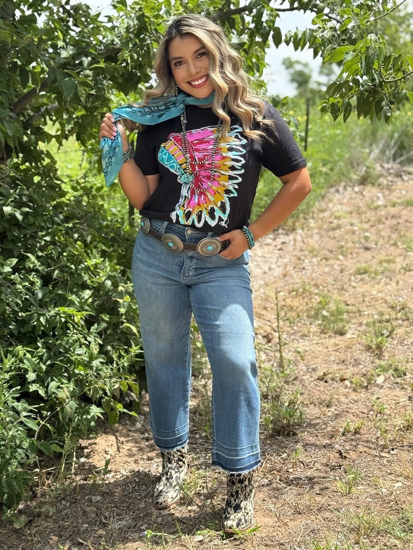 Bright Headdress Graphic Tee-Texas True Threads-Stuffology - Where Vintage Meets Modern, A Boutique for Real Women in Crosbyton, TX
