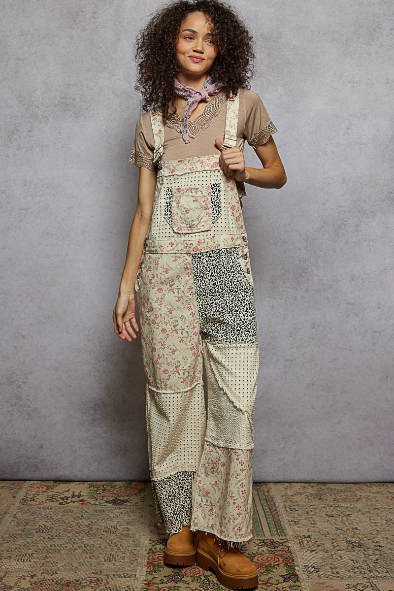 POL Clothing Wild & Free Floral + Animal Print Overalls-Overalls-POL Clothing-Stuffology - Where Vintage Meets Modern, A Boutique for Real Women in Crosbyton, TX