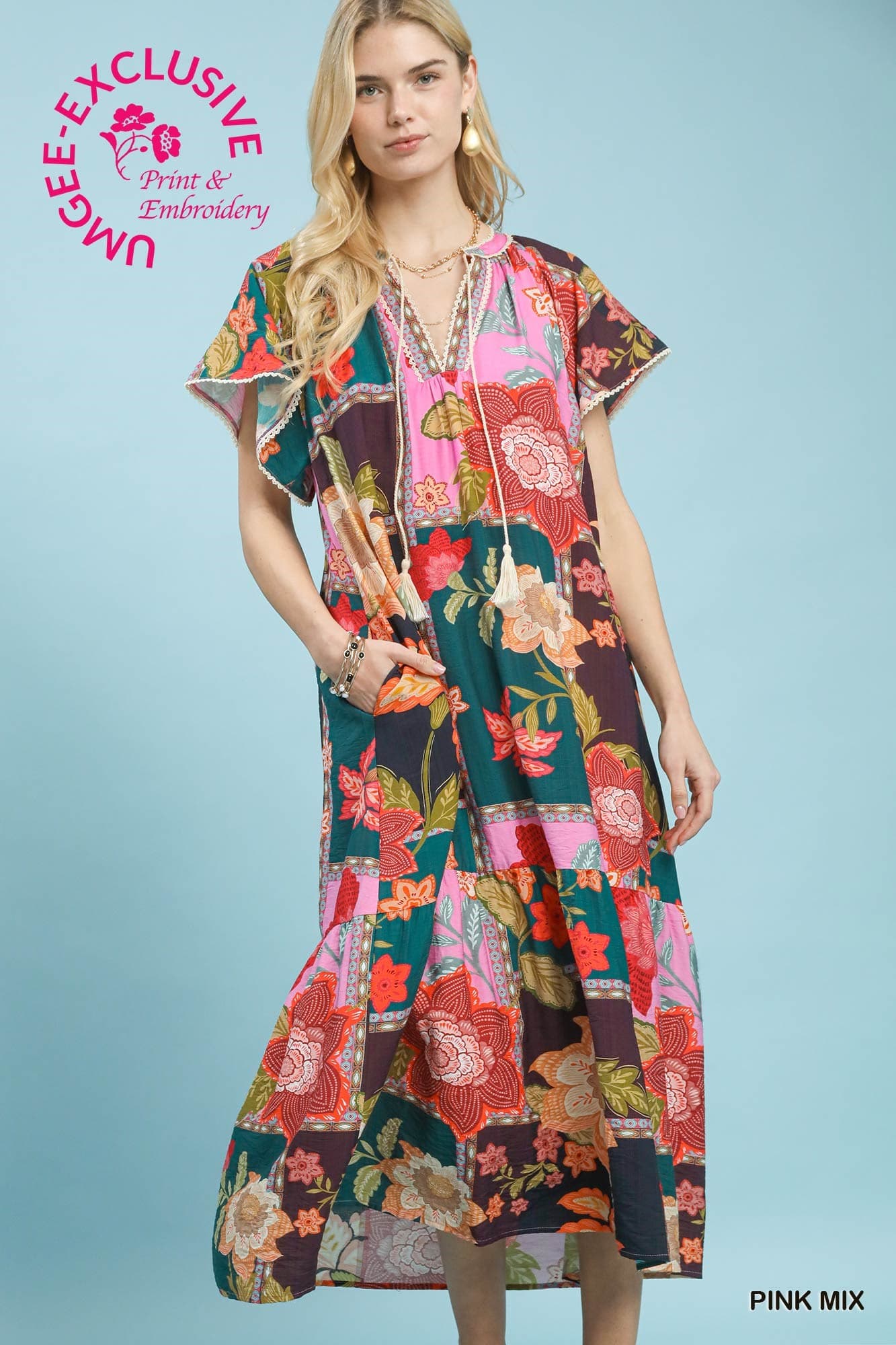 Patchwork Floral Maxi Dress-Dresses-Umgee-Stuffology - Where Vintage Meets Modern, A Boutique for Real Women in Crosbyton, TX