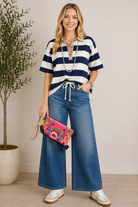 Striped Collared Polo Top-stripe top-Stuffology Boutique -Stuffology - Where Vintage Meets Modern, A Boutique for Real Women in Crosbyton, TX