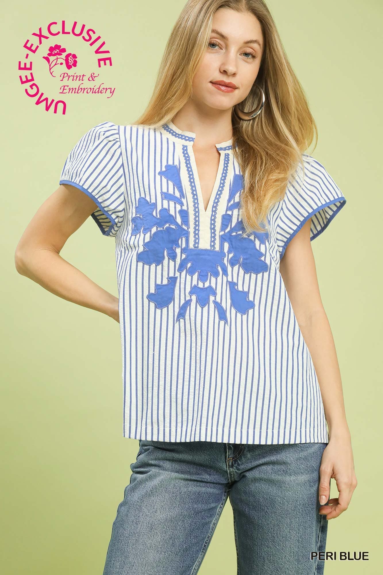 Peri Blue Stripe Top-TOP-Umgee-Stuffology - Where Vintage Meets Modern, A Boutique for Real Women in Crosbyton, TX