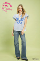 Peri Blue Stripe Top-TOP-Umgee-Stuffology - Where Vintage Meets Modern, A Boutique for Real Women in Crosbyton, TX