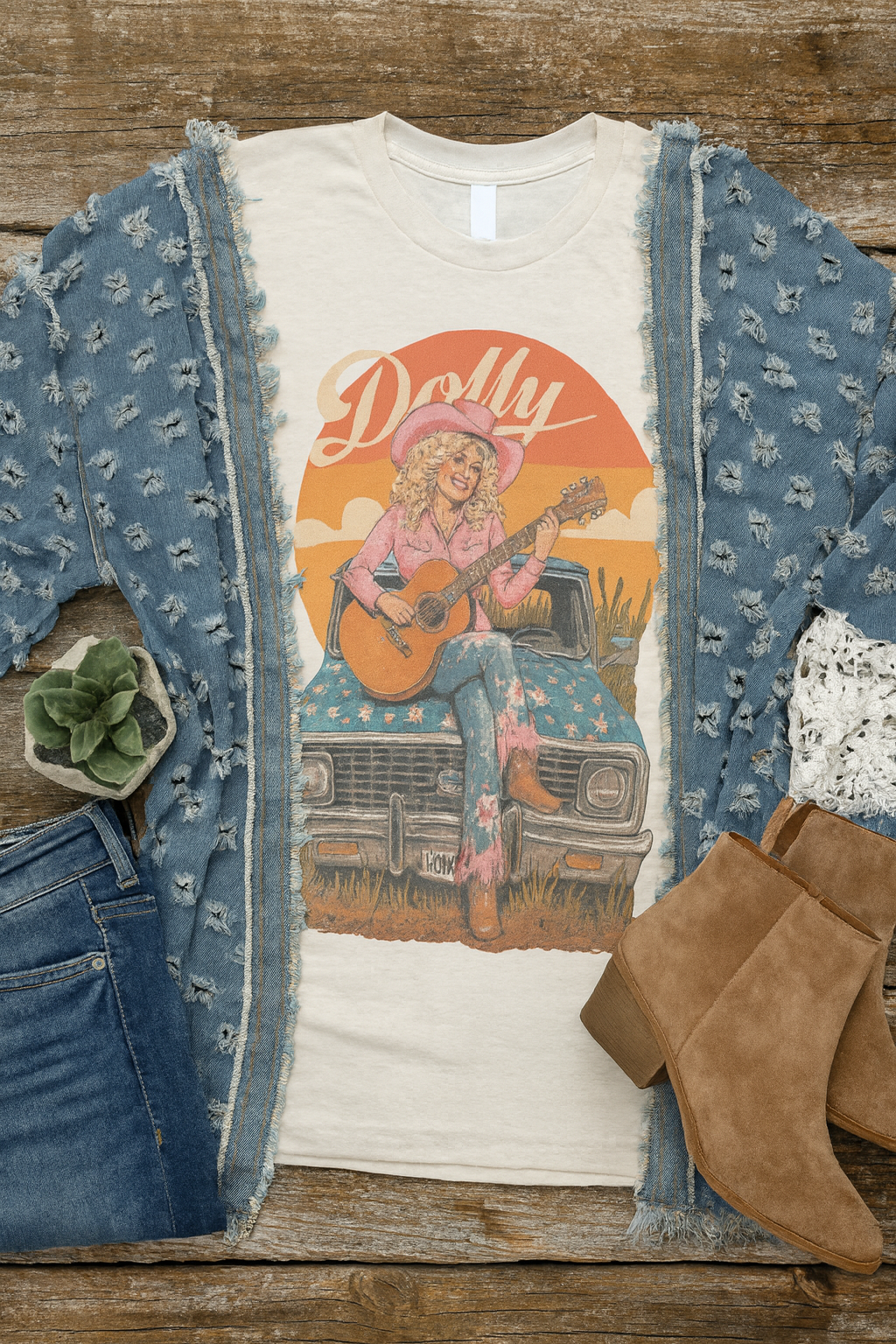 Dolly Parton Retro Graphic Tee-Graphic Tees-Stuffology Boutique -Stuffology - Where Vintage Meets Modern, A Boutique for Real Women in Crosbyton, TX