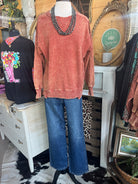 FRENCH TERRY ACID WASH PULLOVER /STUFFOLOGY BOUTIQUE-SWEATSHIRT-Stuffology Boutique-Stuffology - Where Vintage Meets Modern, A Boutique for Real Women in Crosbyton, TX