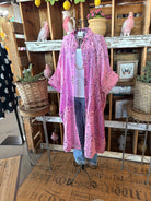 Pink Floral Printed Button Down Dress - Jacket-Dresses-Pol Clothing-Stuffology - Where Vintage Meets Modern, A Boutique for Real Women in Crosbyton, TX