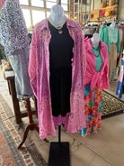 Pink Floral Printed Button Down Dress - Jacket-Dresses-Pol Clothing-Stuffology - Where Vintage Meets Modern, A Boutique for Real Women in Crosbyton, TX