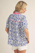 Royal Summer Swirl Print Top-Tops-Jodifl-Stuffology - Where Vintage Meets Modern, A Boutique for Real Women in Crosbyton, TX