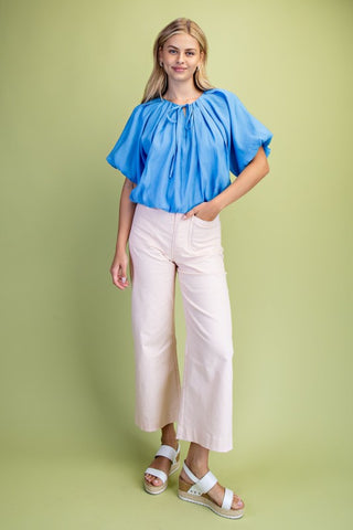 Balloon Sleeve Tie Neck Top-TOP-Gigio-Stuffology - Where Vintage Meets Modern, A Boutique for Real Women in Crosbyton, TX