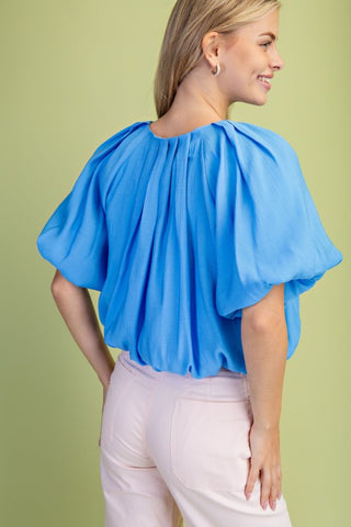 Balloon Sleeve Tie Neck Top-TOP-Gigio-Stuffology - Where Vintage Meets Modern, A Boutique for Real Women in Crosbyton, TX