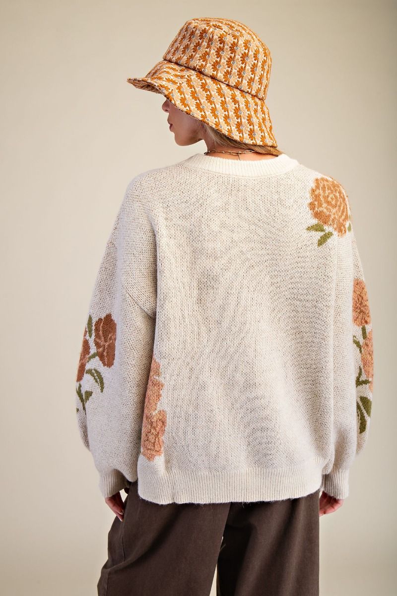 Floral Whisper Knit Sweater-Sweaters-Easel-Stuffology - Where Vintage Meets Modern, A Boutique for Real Women in Crosbyton, TX