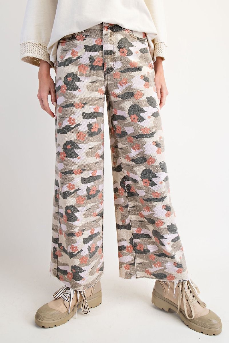Floral Camo Wide Leg Pants-Pants-Easel-Stuffology - Where Vintage Meets Modern, A Boutique for Real Women in Crosbyton, TX
