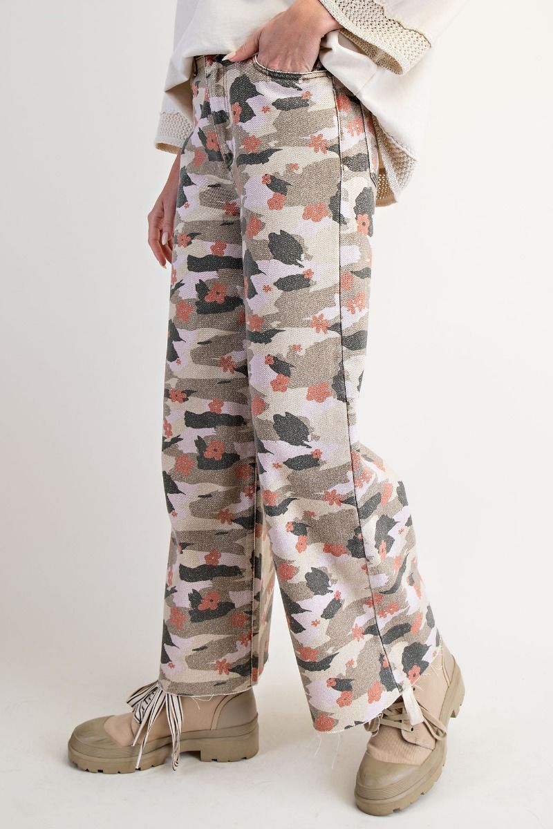 Floral Camo Wide Leg Pants-Pants-Easel-Stuffology - Where Vintage Meets Modern, A Boutique for Real Women in Crosbyton, TX