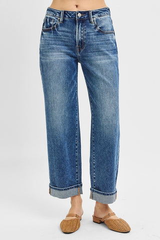 Risen Mid Rise Boyfriend Cuffed Jeans-Jeans-Risen Jeans-Stuffology - Where Vintage Meets Modern, A Boutique for Real Women in Crosbyton, TX