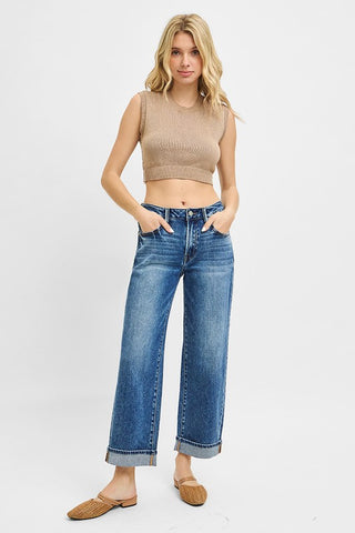 Risen Mid Rise Boyfriend Cuffed Jeans-Jeans-Risen Jeans-Stuffology - Where Vintage Meets Modern, A Boutique for Real Women in Crosbyton, TX