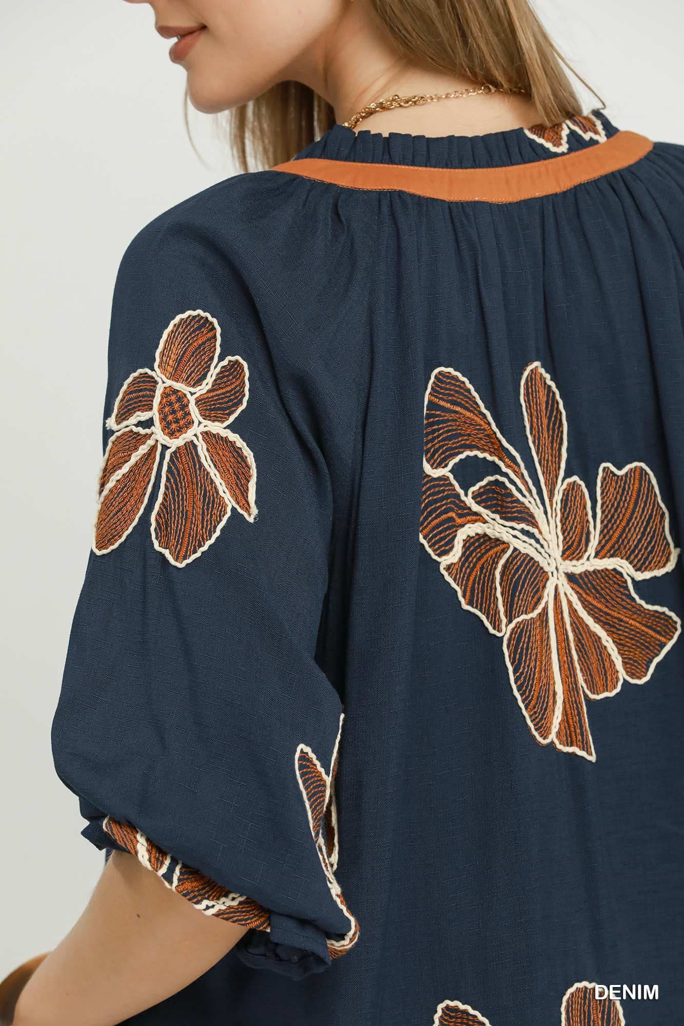 Floral Embroidered V-Neck Relaxed Top-TOP-Umgee-Stuffology - Where Vintage Meets Modern, A Boutique for Real Women in Crosbyton, TX