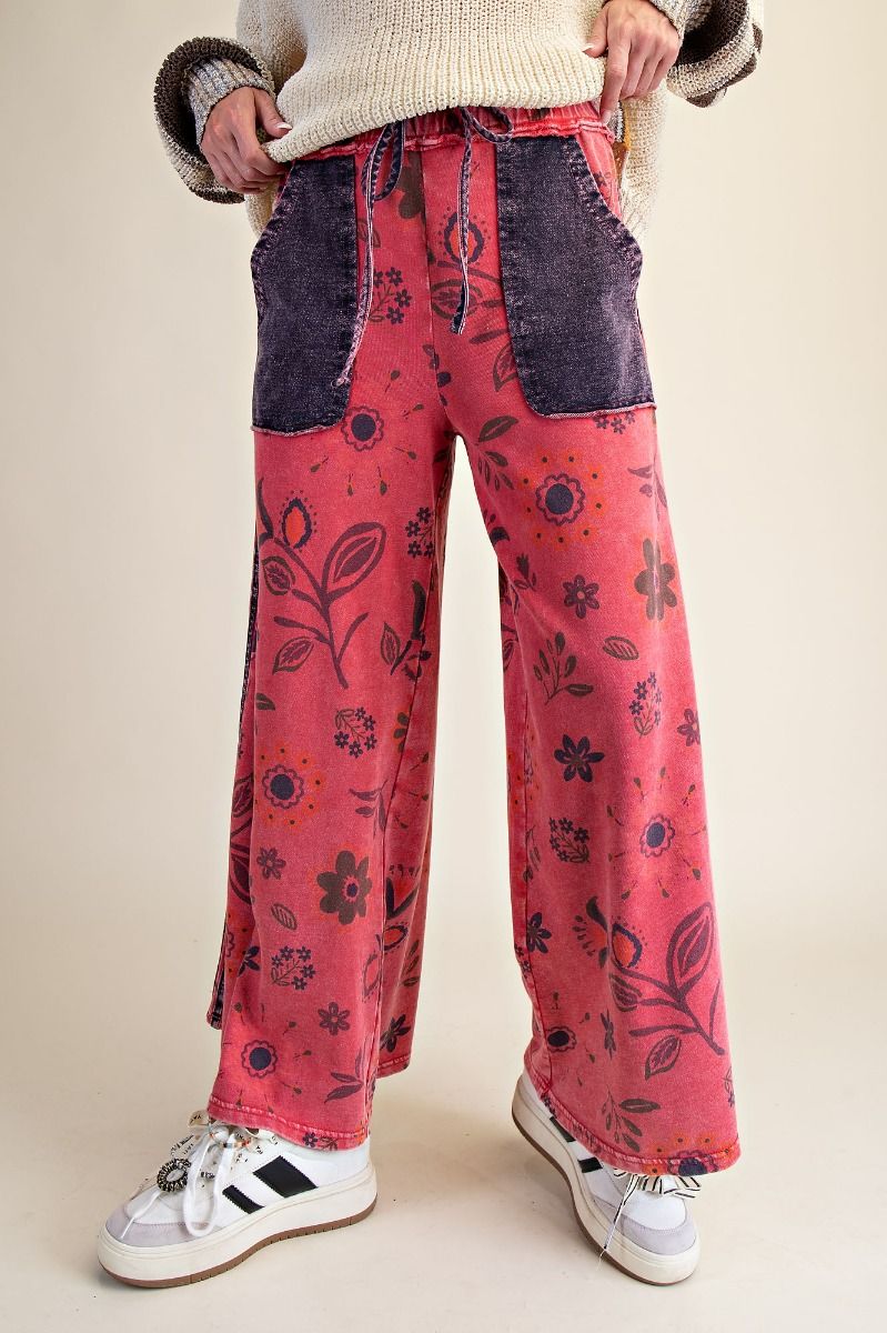 Easel Boho Red Patch Pocket Wide Leg Pants-Pants-Easel-Stuffology - Where Vintage Meets Modern, A Boutique for Real Women in Crosbyton, TX