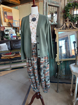 Camouflage Print Washed Pants - Sage Olive-Bottoms-Easel-Stuffology - Where Vintage Meets Modern, A Boutique for Real Women in Crosbyton, TX