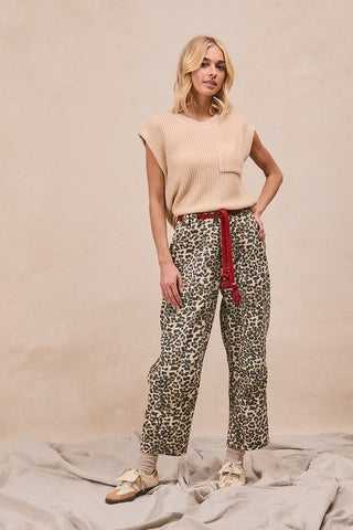 Braided Waist Belt Patch Leopard Pants-Pants-BiBi-Stuffology - Where Vintage Meets Modern, A Boutique for Real Women in Crosbyton, TX
