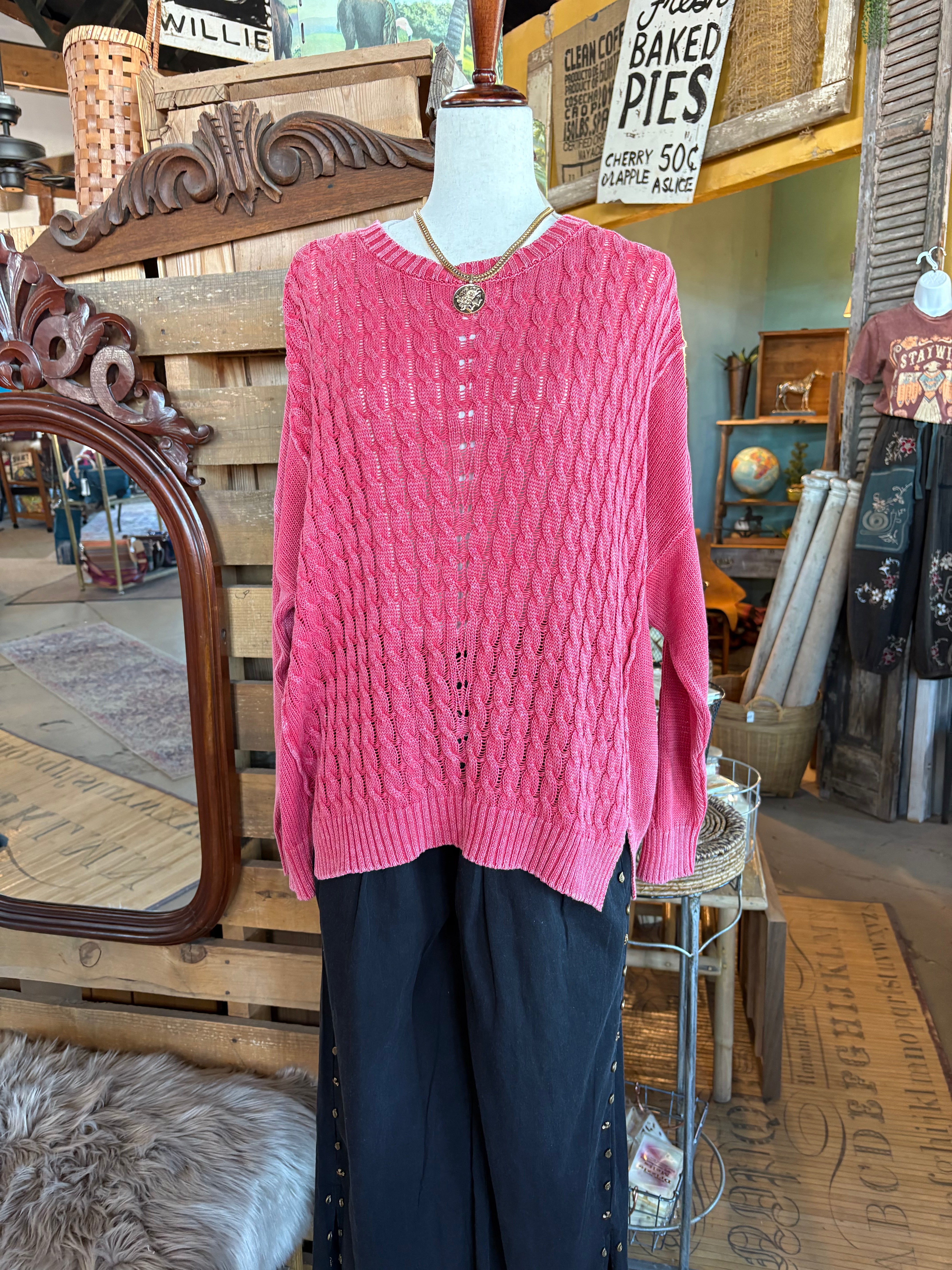Cable Knit Sweater - Easel-EASEL-Stuffology - Where Vintage Meets Modern, A Boutique for Real Women in Crosbyton, TX