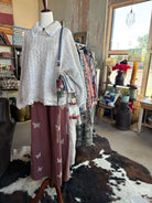 Collar neck double gauze crochet patch solid sweater top - POL Clothing-Sweaters-Pol Clothing-Stuffology - Where Vintage Meets Modern, A Boutique for Real Women in Crosbyton, TX