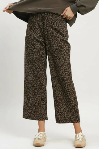 Leopard Print Cropped Wide Leg Pants-Pants-Umgee-Stuffology - Where Vintage Meets Modern, A Boutique for Real Women in Crosbyton, TX
