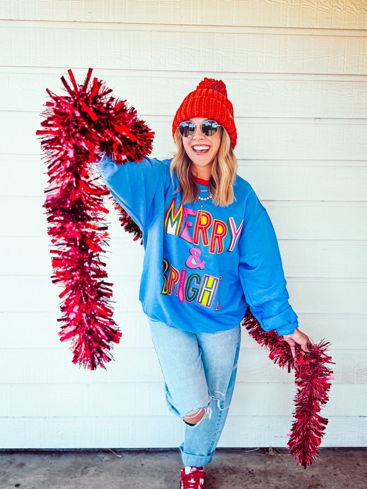 Merry & Bright Sweatshirt-SWEATSHIRT-Prickly Pear TX-Stuffology - Where Vintage Meets Modern, A Boutique for Real Women in Crosbyton, TX