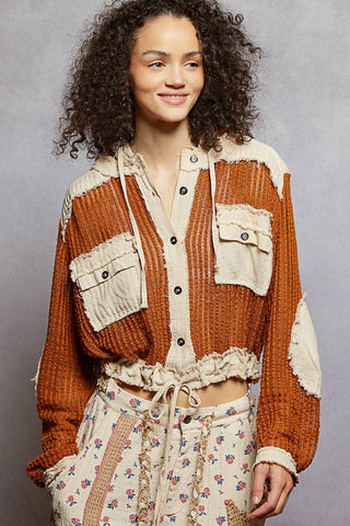 Choco POL Clothing Open Knit Frayed Jacket