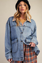 Washed Stretch Denim Jacket-Jackets-Easel-Stuffology - Where Vintage Meets Modern, A Boutique for Real Women in Crosbyton, TX