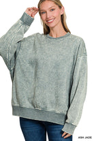 Acid Wash Fleece Oversized Pullover-SWEATSHIRT-Zenana-Stuffology - Where Vintage Meets Modern, A Boutique for Real Women in Crosbyton, TX