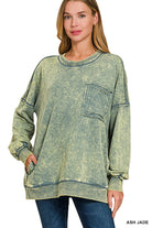 French Terry Acid Wash Raw Edge Pullover-Pullover Top-Stuffology Boutique -Stuffology - Where Vintage Meets Modern, A Boutique for Real Women in Crosbyton, TX