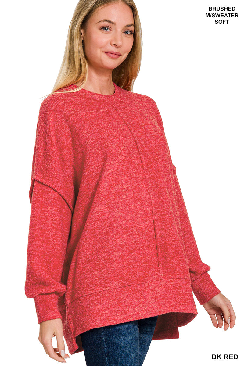 Brushed Melange Hacci Oversized Sweater-Stuffology Boutique -Stuffology - Where Vintage Meets Modern, A Boutique for Real Women in Crosbyton, TX