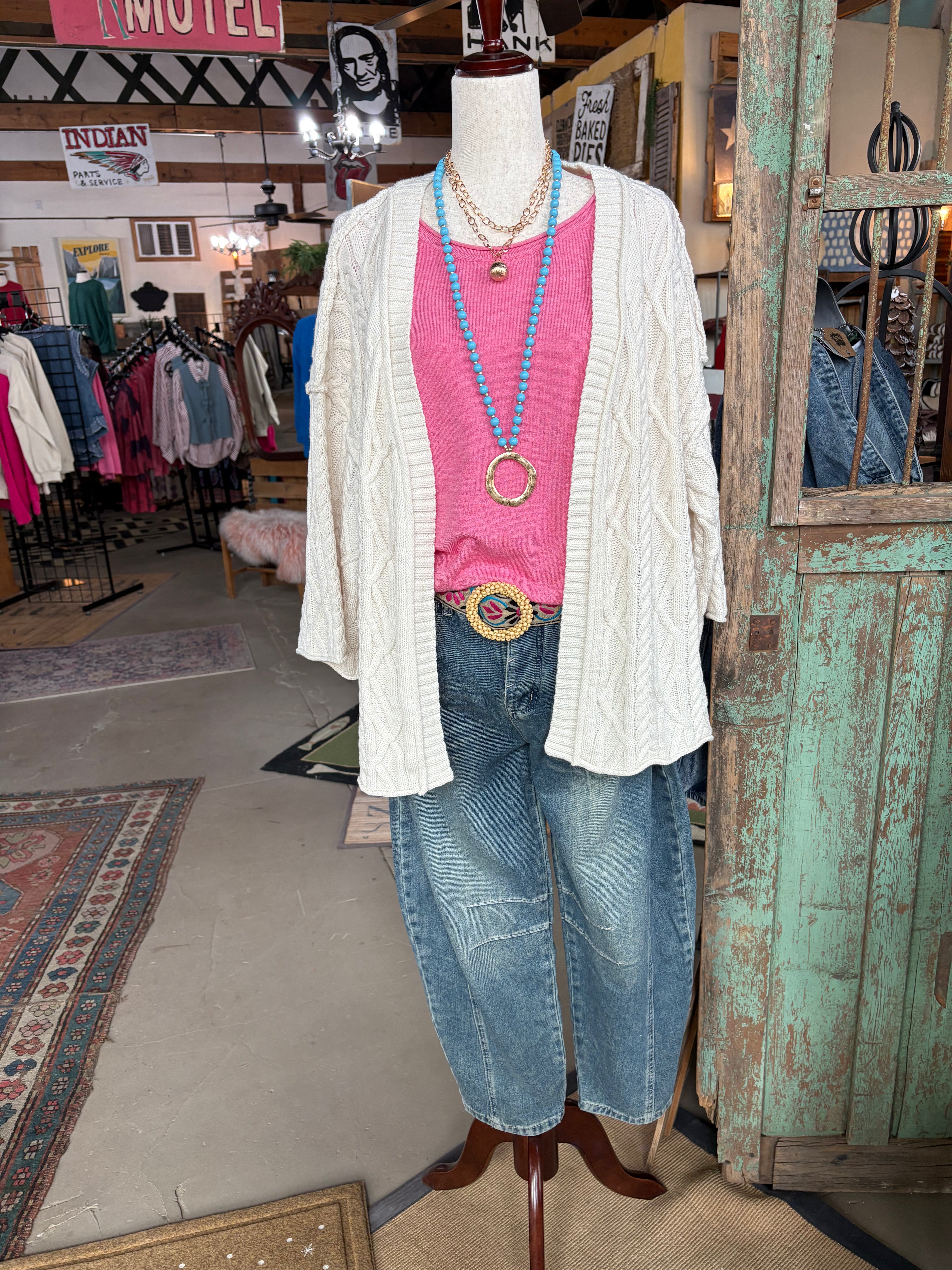 Beaded Round Buckle Floral Taupe Belt-BELT-Pol Clothing-Stuffology - Where Vintage Meets Modern, A Boutique for Real Women in Crosbyton, TX