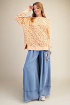 Floral Waffle Knit Thermal Pullover-Pullover Top-Easel-Stuffology - Where Vintage Meets Modern, A Boutique for Real Women in Crosbyton, TX