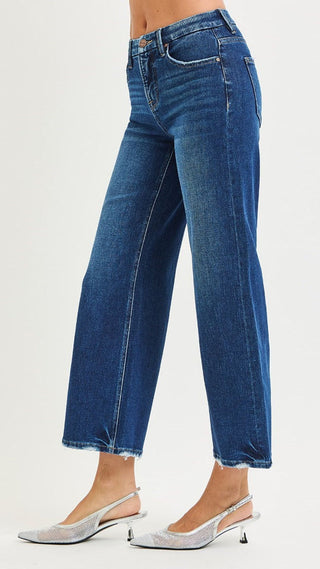 Tummy Control High Rise Crop Wide Jeans-Jeans-Risen Jeans-Stuffology - Where Vintage Meets Modern, A Boutique for Real Women in Crosbyton, TX