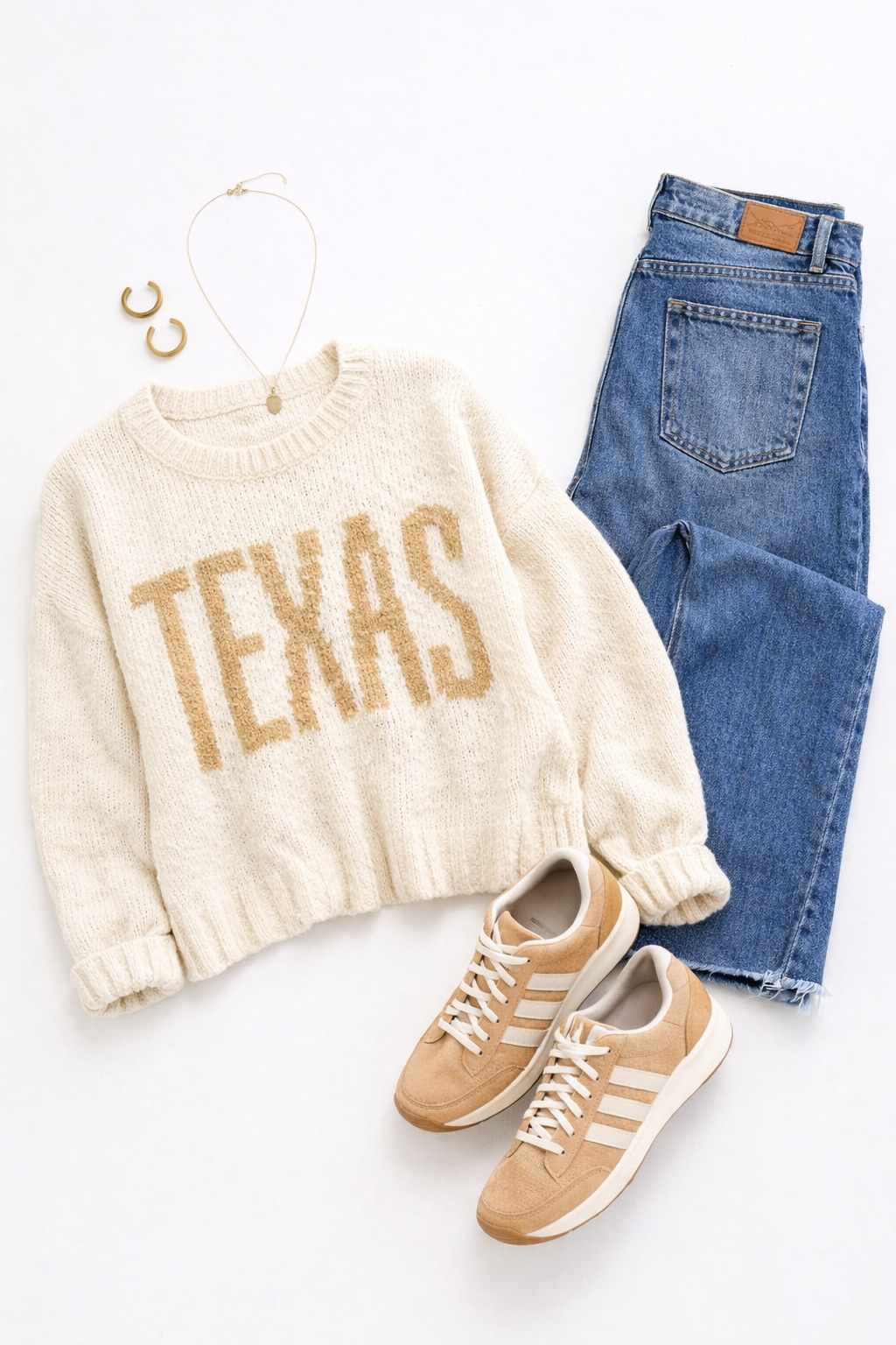 TEXAS KNIT SWEATER - CREAM-Sweaters-J.O.A-Stuffology - Where Vintage Meets Modern, A Boutique for Real Women in Crosbyton, TX