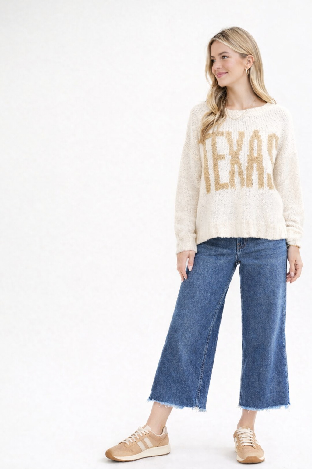 TEXAS KNIT SWEATER - CREAM-Sweaters-J.O.A-Stuffology - Where Vintage Meets Modern, A Boutique for Real Women in Crosbyton, TX