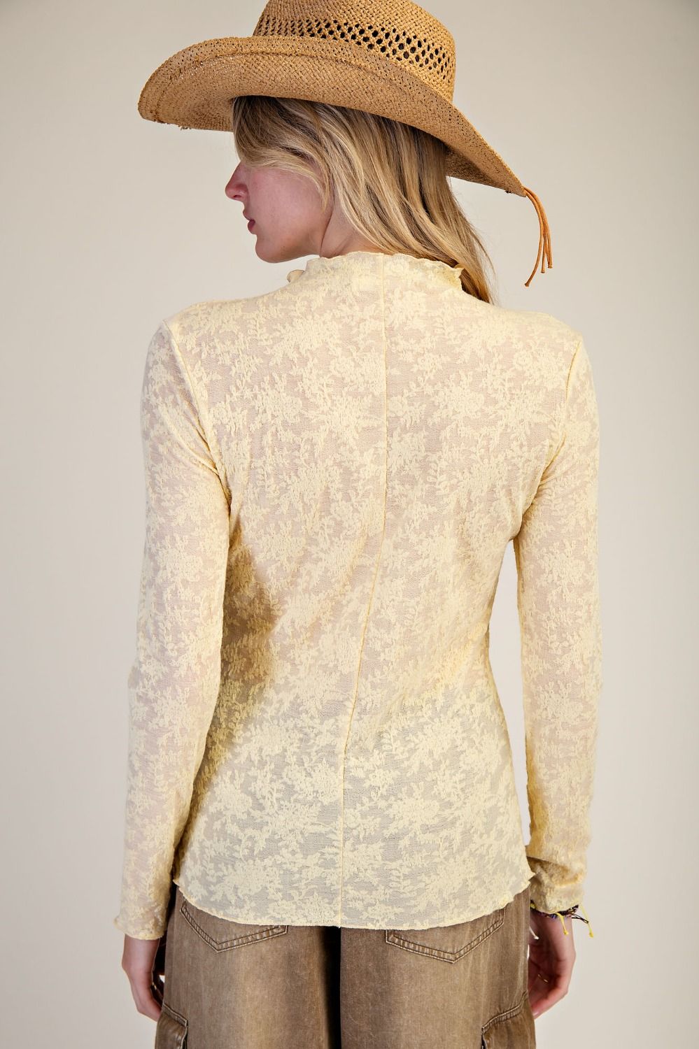 Textured Sheer Floral Knit Top - Banana-MESH TOP-Easel-Stuffology - Where Vintage Meets Modern, A Boutique for Real Women in Crosbyton, TX