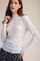 Textured Sheer Floral Knit Top - Banana-MESH TOP-Easel-Stuffology - Where Vintage Meets Modern, A Boutique for Real Women in Crosbyton, TX