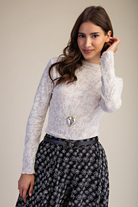 Textured Sheer Floral Knit Top - Banana-MESH TOP-Easel-Stuffology - Where Vintage Meets Modern, A Boutique for Real Women in Crosbyton, TX