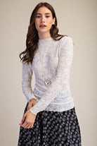 Textured Sheer Floral Knit Top - Banana-MESH TOP-Easel-Stuffology - Where Vintage Meets Modern, A Boutique for Real Women in Crosbyton, TX