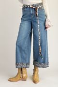 Print Mix Washed Denim Wide-Leg Pants-Jeans-Easel-Stuffology - Where Vintage Meets Modern, A Boutique for Real Women in Crosbyton, TX